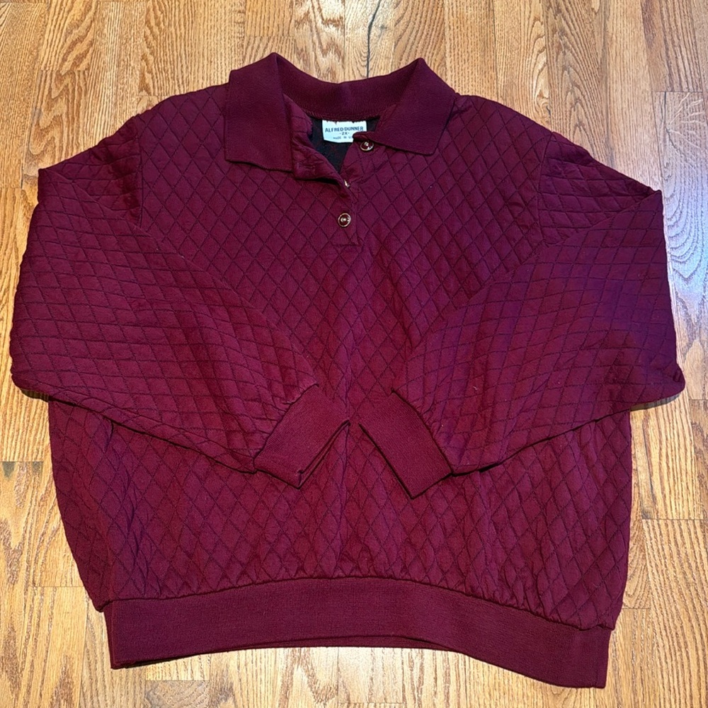 Alfred Dunner vintage quilted burgundy sweatshirt with buttons size 2x